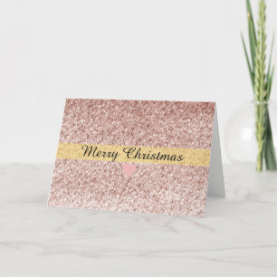 Roze Goud Nep Glitter Prettig Kerstfeest Feestdagen Kaart