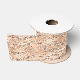 Roze Goud Nep Glitter Zebra Strepen Lint