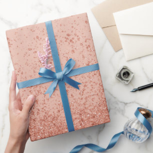 Roze Goud Nep Glitters Cadeaupapier