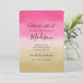 Roze Goud Ombre Waterverf Kaart (Staand voorkant)