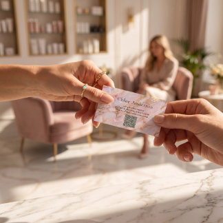 Roze Goud Opal Zakelijke Kaart Ontwerp Met QR Visitekaartje