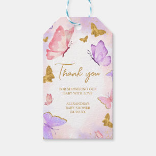 Roze Goud Paarse Vlinder Favor Tags Cadeaulabel