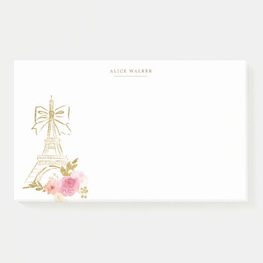 Roze Goud Parisiaanse Chic Monogram Post-it® Notes (Voorkant)