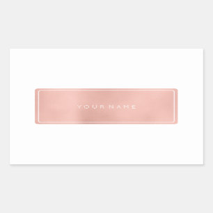 Roze Goud Poeder Metallic Rechthoekig Wit Rechthoekige Sticker