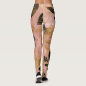 Roze Goud Populair Boho Leaves Collectie Leggings (Achterkant)