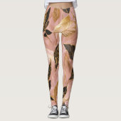 Roze Goud Populair Boho Leaves Collectie Leggings (Voorkant)