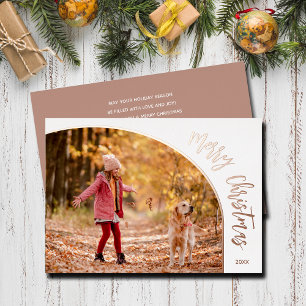 Roze Goud Prettig Kerstmis Script Folie Feestdagenkaart