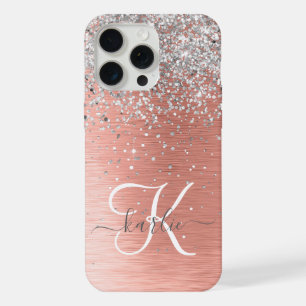 Roze Goud Pretty Meisjesachtig Zilver Glitters Gla iPhone 15 Pro Max Hoesje