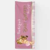 Roze Goud Prinses Baby shower Spandoek (Verticaal)