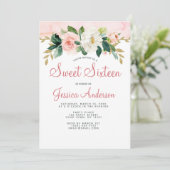 Roze Goud Prinses Bloem Sweet Sixteen Verjaardag Kaart (Staand voorkant)