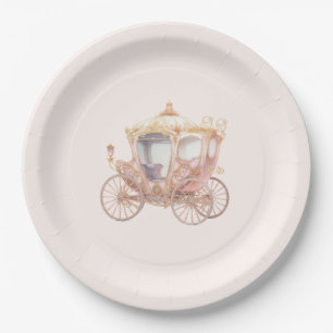 Roze Goud Prinses Carriage Sprookje Verjaardag Papieren Bordje
