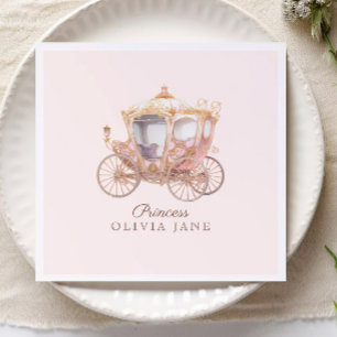 Roze Goud Prinses Carriage Sprookje Verjaardag Servet