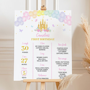 Roze Goud Prinses Kasteel Verjaardag Milestone tek Poster