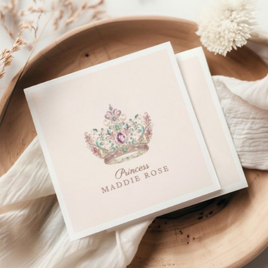 Roze Goud Prinses Kroon Sprookje Verjaardag Servet