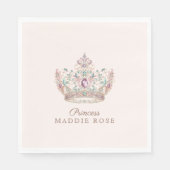 Roze Goud Prinses Kroon Sprookje Verjaardag Servet (Voorkant)