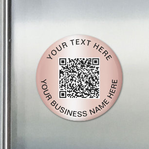 Roze Goud QR Code Zakelijke Promo Magneet