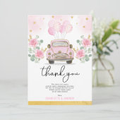 Roze Goud Quarantaine Drive By Baby Shower Parade Bedankkaart (Staand voorkant)