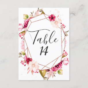 Roze Goud Rode Wijn & Roze Huwelijk Tafel Nummers Kaart