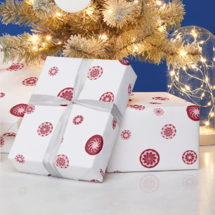 Roze Goud Rood Wit Stippen Geometrische Cirkel Cadeaupapier