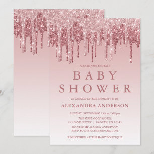 Roze goud   Roze Baby shower met spaarpjes Kaart