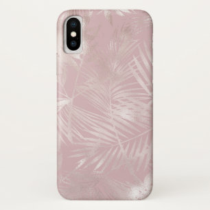 Roze Goud Roze Bloemendekking Tropische Palmboom B iPhone X Hoesje