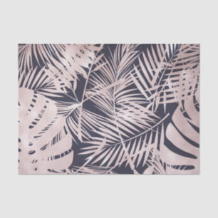 Roze Goud Roze Donkere Tropische Palmboom Bladeren Tissuepapier