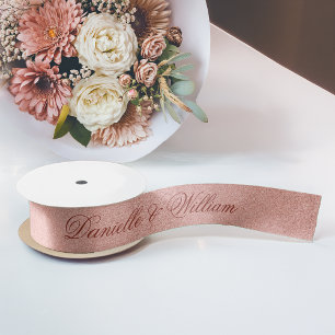 Roze Goud Roze Elegante Calligrafie Glitter Bruilo Lint
