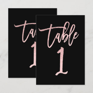 Roze Goud Roze Folie Moderne Script Tafel Nummer 1 Kaart