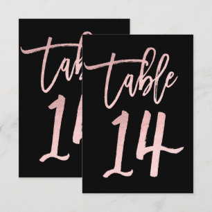 Roze Goud Roze Folie Moderne Script Tafelnummer 14
