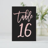 Roze Goud Roze Folie Moderne Script Tafelnummer 16 (Staand voorkant)