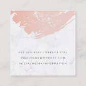 Roze Goud Roze Geborsteld | Marmer | Klassiek Mono Vierkante Visitekaartje (Achterkant)