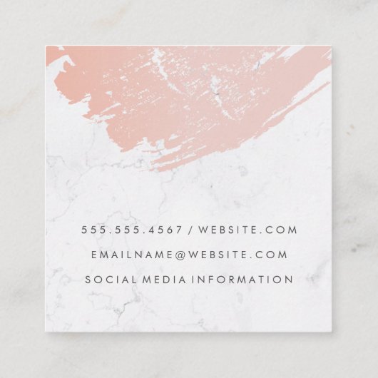 Roze Goud Roze Geborsteld | Marmer | Klassiek Mono Vierkante Visitekaartje (Achterkant)