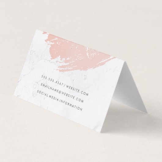 Roze Goud Roze Geborsteld | Marmer | Klassiek Mono Visitekaartjes (Achterkant)