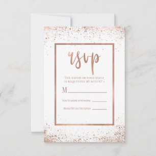 Roze Goud Roze Glam Moderne Chic Trouw RSVP Kaartje