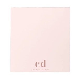 Roze goud roze glamour monogram minimalistisch notitieblok