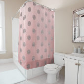 Roze Goud Roze Glans Glamour Stippen Modern Chic Douchegordijn (In situ)