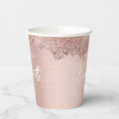 Roze Goud Roze Glitter Bachelorette Feest Eenvoudi Papieren Bekers (Links)