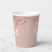 Roze Goud Roze Glitter Bachelorette Feest Eenvoudi Papieren Bekers (Rechts)
