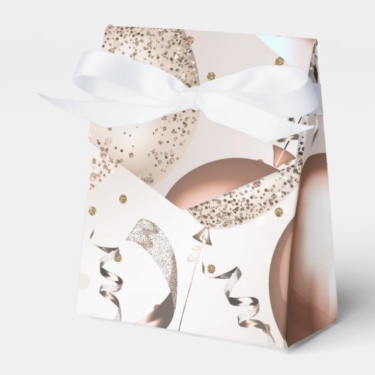 Roze Goud Roze Glitter Ballonnen Verjaardagsfeestj Bedankdoosjes (Voorkant Zijde)