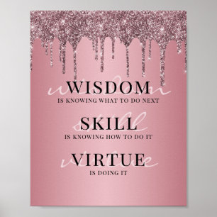 Roze Goud Roze Glitter Druppels Motiverende Spreuk Poster