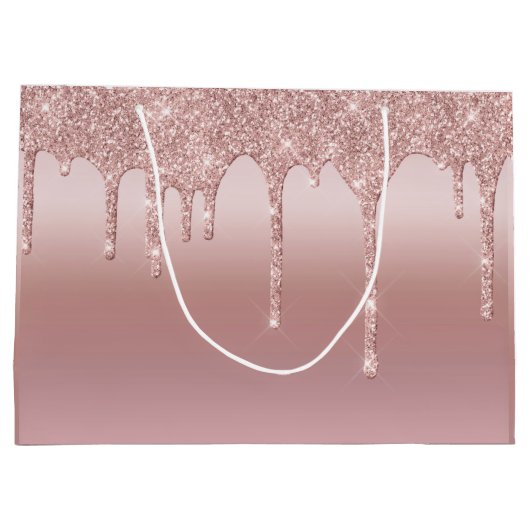 Roze Goud Roze Glitterende Gepersonaliseerde Groot Cadeauzakje (Achterkant)