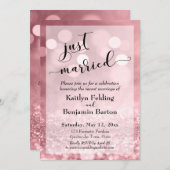 Roze Goud Roze Glitters Bokeh We Zijn Getrouwd Kaart (Voorkant / Achterkant)