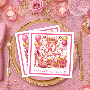 Roze Goud Roze Glitters Glans 30e Verjaardag Serve Servet
