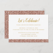 Roze Goud Roze Glitters Minimaal Streep Ontvangst Informatiekaartje (Voorkant / Achterkant)