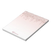 Roze goud roze glittersprenkels naam notitieblok (Gedraaid)