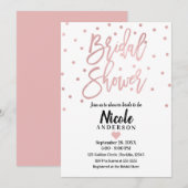 Roze Goud Roze Moderne Script Bruidsdouche Kaart (Voorkant / Achterkant)
