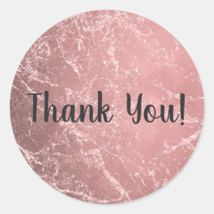 Roze Goud Roze Moderne Trendy Glamour Marmer Chic Ronde Sticker