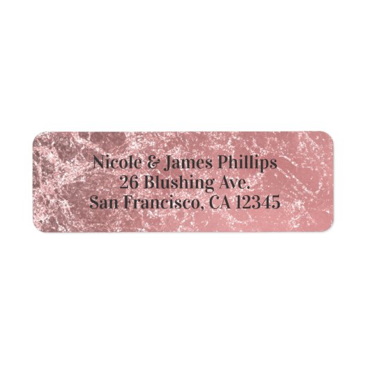 Roze Goud Roze Moderne Trendy Glamour Marmer Chiqu Etiket (Voorkant)