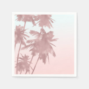 Roze Goud Roze Palmen Strand Ombre Palm Bomen Servet