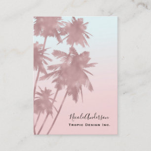 Roze Goud Roze Palmen Strand Ombre Palmboom Visitekaartje